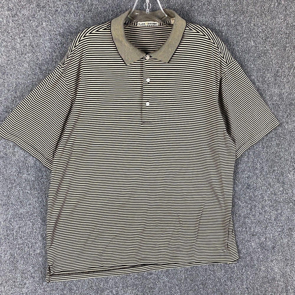 Clark & Gregory Polo Shirt‎ Men's Large Striped Double Mercerized Cotton Golf